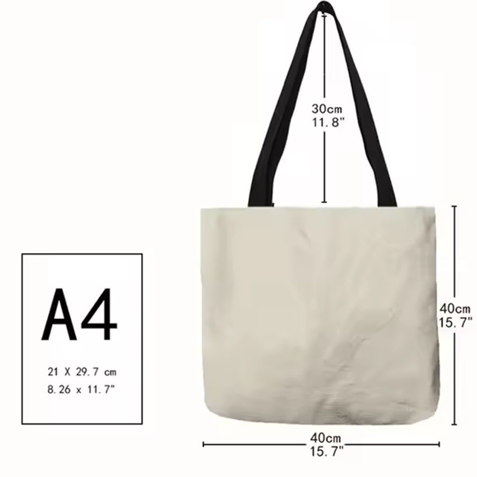 Black and White Cat Art Print Canvas Tote Bag