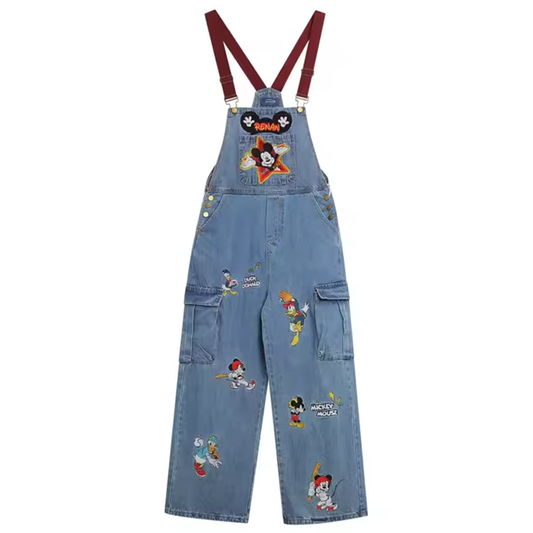 Disney Cartoon Embroidered Denim Overalls